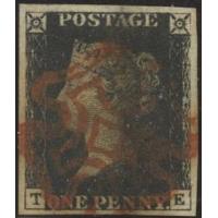 #1 Great Britan, Penny Black, First Postage Stamp