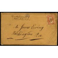 Hookstown PA 1851, 3¢ Washington Red Brown