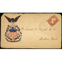 3¢ Washington Dull Blue, 1961 Issue c1863 Patriotic to Boston, Mass.