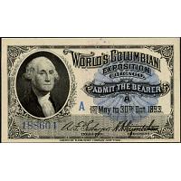 1893 Chicago World's Fair Columbian Exposition Admission Ticket, "A" Overprint