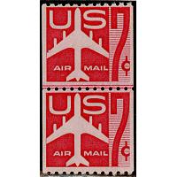 #C61 7¢ Carmine, Jet Airliner Line Pair, NH