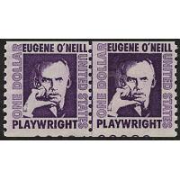 #1305C Eugene O'Neill, Coil Line Pair, Shiny Gum, Partial Plate Number