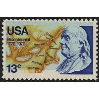 #1690 Benjamin Franklin, Misregistered - Light Blue Shifted High