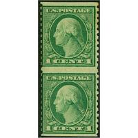 #538a 1¢ Washington, Green, Imperforate Vertical Pair