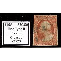 #10A 3¢ Washington, Fine, Type 11 67R5E
