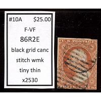 #10A 3¢ Washington, F-VF, Type 11 Stitch Watermark 82R2E