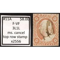 #11A 3¢ Washington, Fine - Very Fine, 3L1L