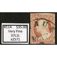 #11A 3¢ Washington, Very Fine, 37L1L