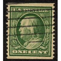 #352 1¢ Franklin, Green, Catalog Value: $225.00