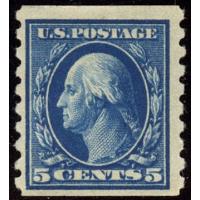 #396 5¢ Washington, Blue, Hinged
