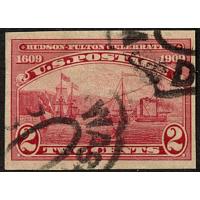 #373 2¢ Hudson-Fulton-Celebration-Issue, Carmine Imperforate