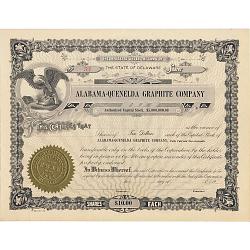 Alabama-Quenelda Graphite Company, 1917 Stock Certificate