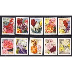 #5042-51 Botanical Art, Set of Ten Single Stamps Booklet of Ten