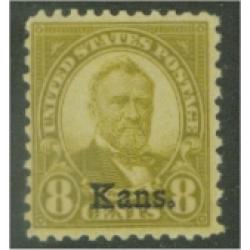 #666 8¢ Grant, Olive Green "Kans." Overprint, VLH (Scott $72.50)