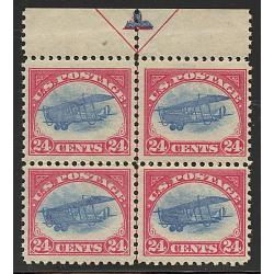 #C3 24¢ Carmine Rose & Blue, Curtis Jenny, Arrow Block of Four NH, F-VF