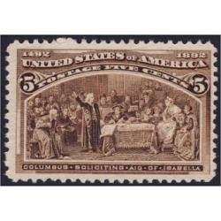 #234 5¢ Columbian and Isabella, Chocolate, F-VF NH