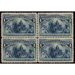 #230 1¢ Deep Blue, In Sight of Land, Block of Four