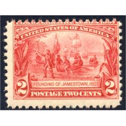 #329, 2¢ Jamestown, Never Hinged, CV: $80.00