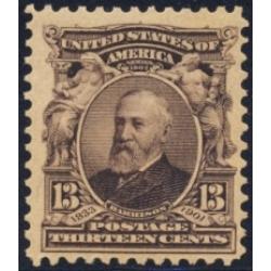 #308 13¢ Benjamin Harrison, Purple Black, NH