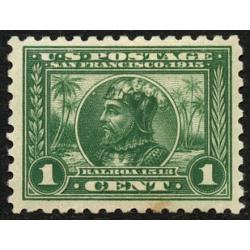 #401 1¢ Balboa, Green, LH, Foxing