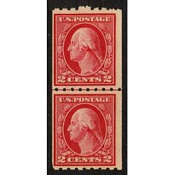 #411 2¢ Washington, Carmine, Coil Line Pair Hinged