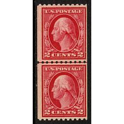 #442 2¢ Washington, Carmine, Coil Line Pair NH