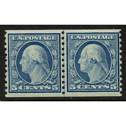 #447 2¢ Washington, Blue, Coil Line Pair NH