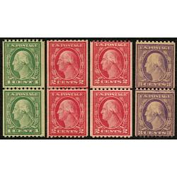 #486-489 1¢-3¢ Washingtons, Conplete Set of Four Line Pairs