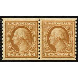 #495 4¢ Washington, Orange Brown Coil Line Pair VF NH