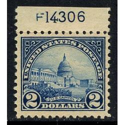 #572 $2 Capitol, Deep Blue, VF NH, Plate number Single
