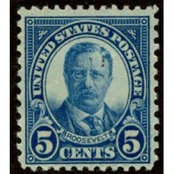 #557 5¢ Theodore Roosevelt, Dark Blue F-VF+ Mint VLH