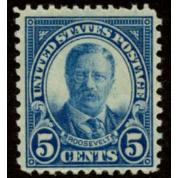 #557 5¢ Theodore Roosevelt, Dark Blue F-VF+ Mint VLH