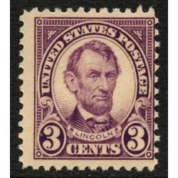 #555 3¢ Abraham Lincoln, Violet, LH