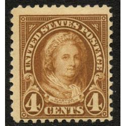 #556 4¢ Martha Washington, Yellow Brown, Hinged & DG