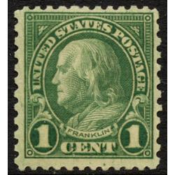 #578 1¢ Franklin, Green, Never Hinged
