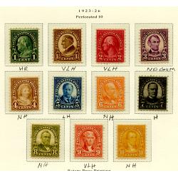 #581-591 1923-26 Perforated 10 Regular Issues (11) (see desc.)