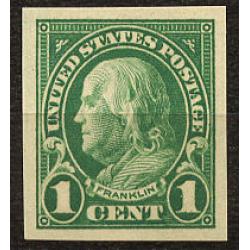 #574 1¢ Franklin Green, Imperforate NH