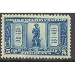 #619 5¢ Lexington - Concord, The Minute Man, Blue