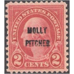 #646 2¢ Molly Pitcher Overprint, Carmine