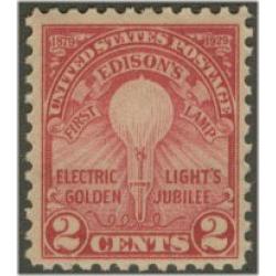 #654 2¢ Thomas Alva Edison, First Lamp, Flat Plate, Perforated 11