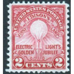 #655 2¢ Thomas Alva Edison, First Lamp, Rotary Press