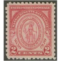 #682 2¢ Massachusetts Bay Colony, Carmine Rose