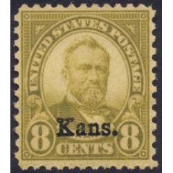 #666 8¢ Grant, Olive Green "Kans." Overprint, NH