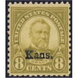 #666 8¢ Grant, Olive Green "Kans." Overprint, NH