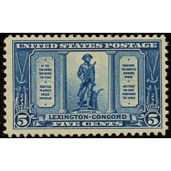 #619 5¢ Lexington - Concord, The Minute Man, VLH