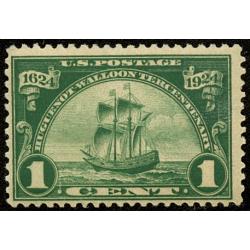 #614 1¢ Ship \"New Netherlands\", Dark Green, NH, Fine