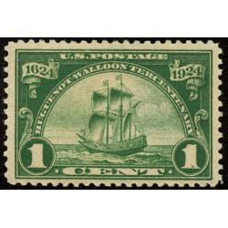 #614 1¢ Ship \"New Netherlands\", Dark Green, VLH, Fine-Very Fine