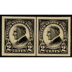 #611 2¢ Harding Black, Imperforate Pair, NH