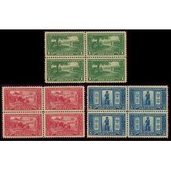 #617-19 Lexington - Concord Issue, Set of 3 Blocks of Four, See Description