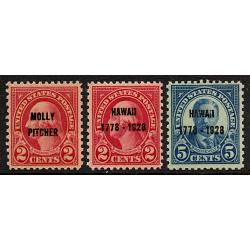 #646-48 Molly Pitcher & Hawaii Overprints, VF NH